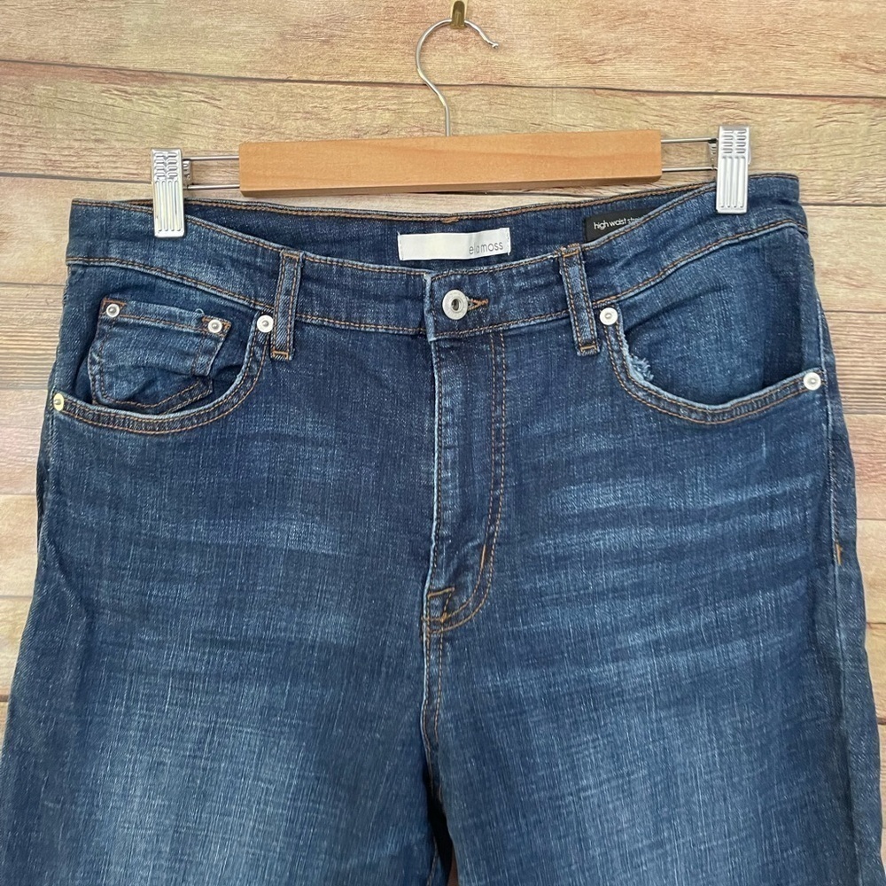 Ella Moss High Waist Straight Ankle Jeans Women's Dark Wash Size: 14/32 - Picture 7 of 10